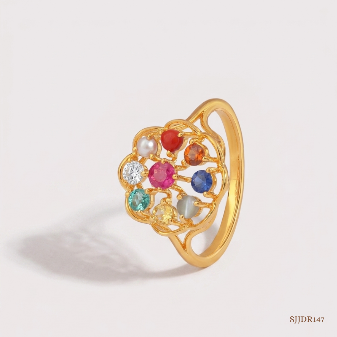 SJJDR147 | Majestic Navratna Diamond Statement Ring