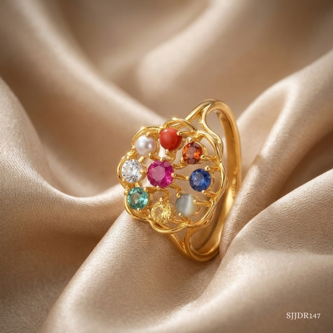 SJJDR147 | Majestic Navratna Diamond Statement Ring
