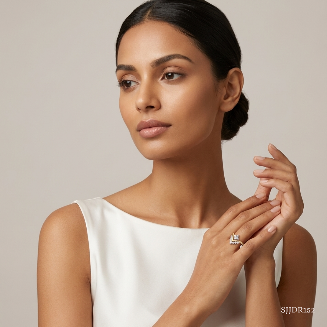 SJJDR152 | Chevron Crown Diamond Statement Ring