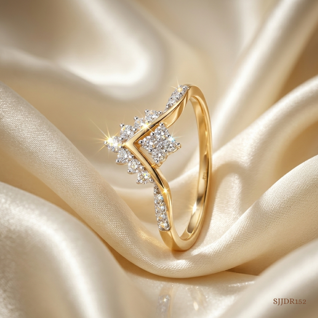 SJJDR152 | Chevron Crown Diamond Statement Ring