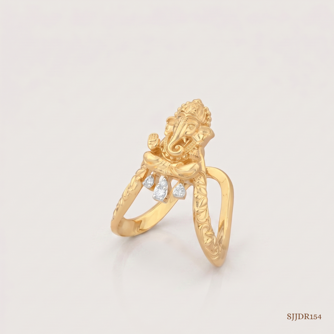 SJJDR154 | Ganesha Vanki Diamond Traditional Ring