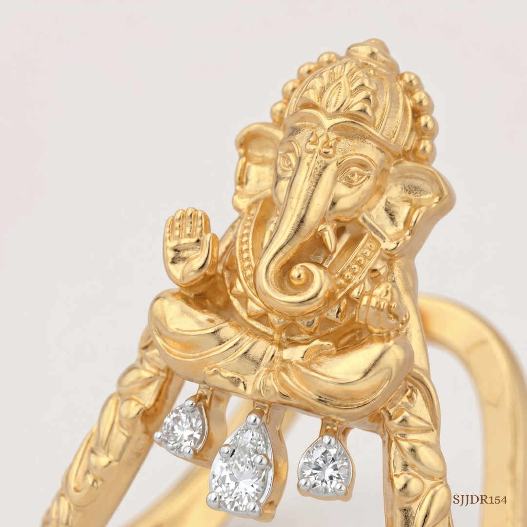 SJJDR154 | Ganesha Vanki Diamond Traditional Ring