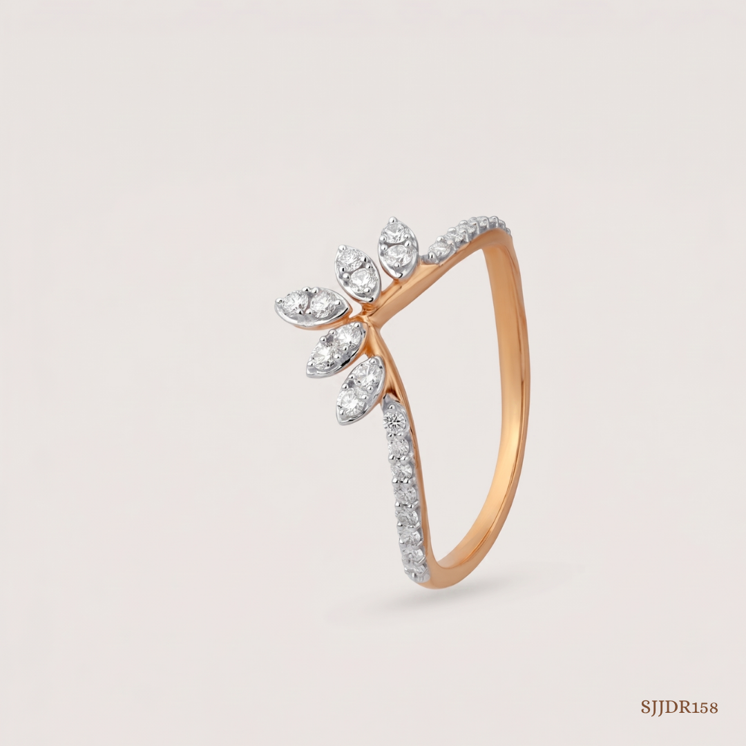 SJJDR158 | Floral Chevron Diamond Statement Ring