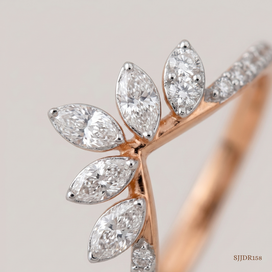SJJDR158 | Floral Chevron Diamond Statement Ring