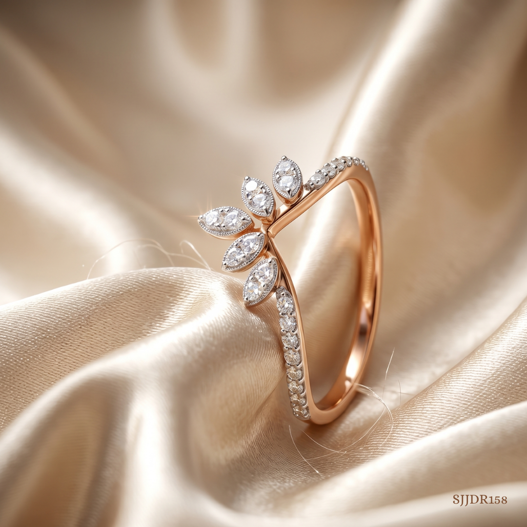 SJJDR158 | Floral Chevron Diamond Statement Ring