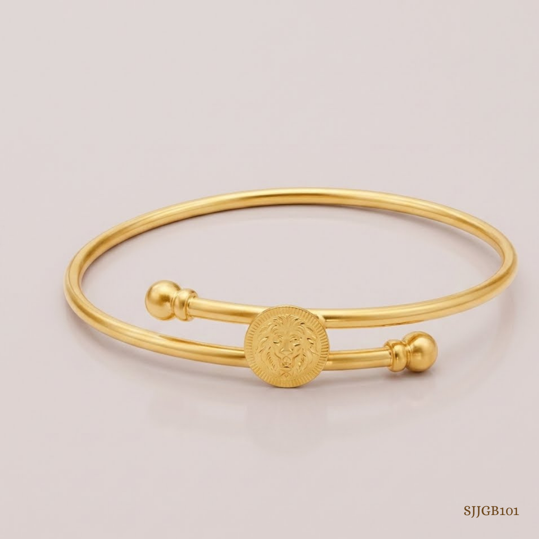 SJJGB101 | Traditional Temple Design Gold Bangle with Intricate Heritage Craftsmanship
