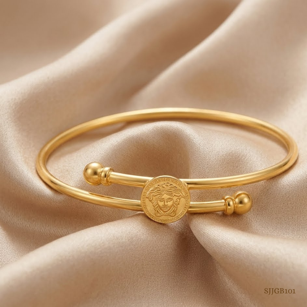 SJJGB101 | Traditional Temple Design Gold Bangle with Intricate Heritage Craftsmanship