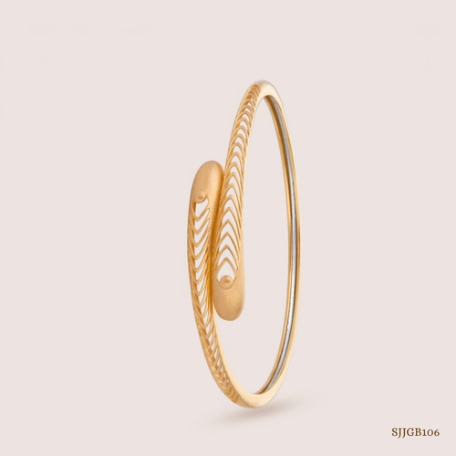 SJJGB106 | Tiny Twist Elegant Gold Bangle with Modern Minimal Appeal