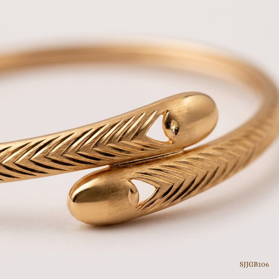 SJJGB106 | Tiny Twist Elegant Gold Bangle with Modern Minimal Appeal