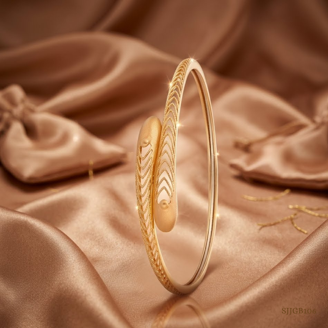 SJJGB106 | Tiny Twist Elegant Gold Bangle with Modern Minimal Appeal