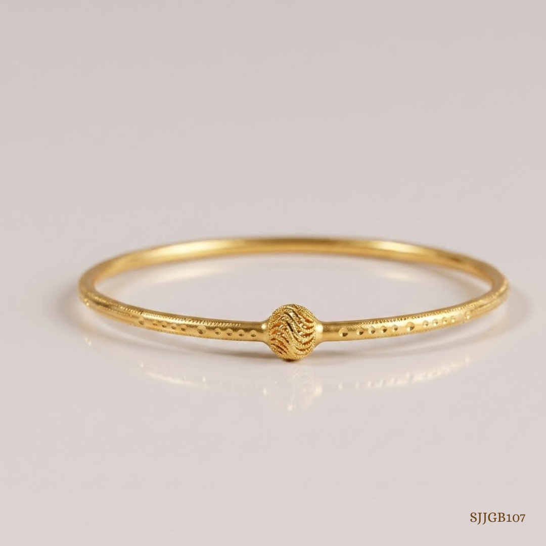 SJJGB107 | Serene Bloom Floral-Inspired Gold Bangles for Women