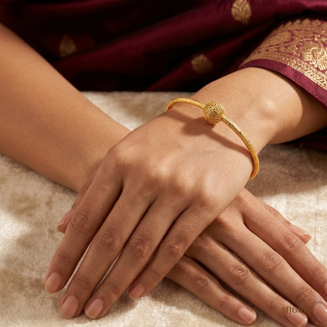 SJJGB107 | Serene Bloom Floral-Inspired Gold Bangles for Women