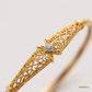 SJJGB108 | Lattice Crest Designer Gold Bangle with Artistic Openwork Pattern