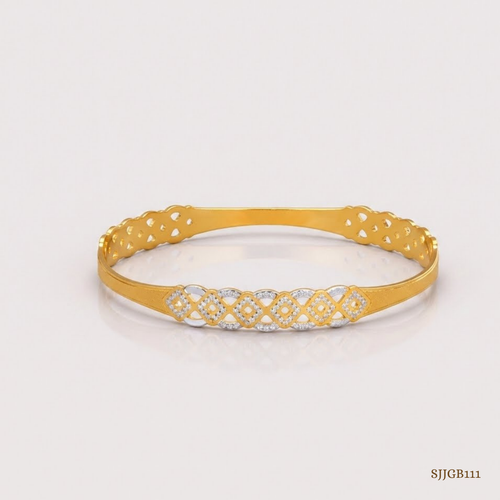 SJJGB111 | Interwoven Grace Designer Gold Bangle with Artistic Detailing