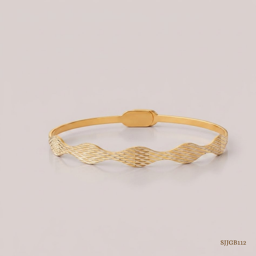 SJJGB112 | Textured Wave Contemporary Gold Bangle with Premium Finish