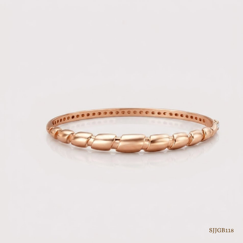 SJJGB118 | Chic Fluidity Rose Gold Bangle with Contemporary Curved Design