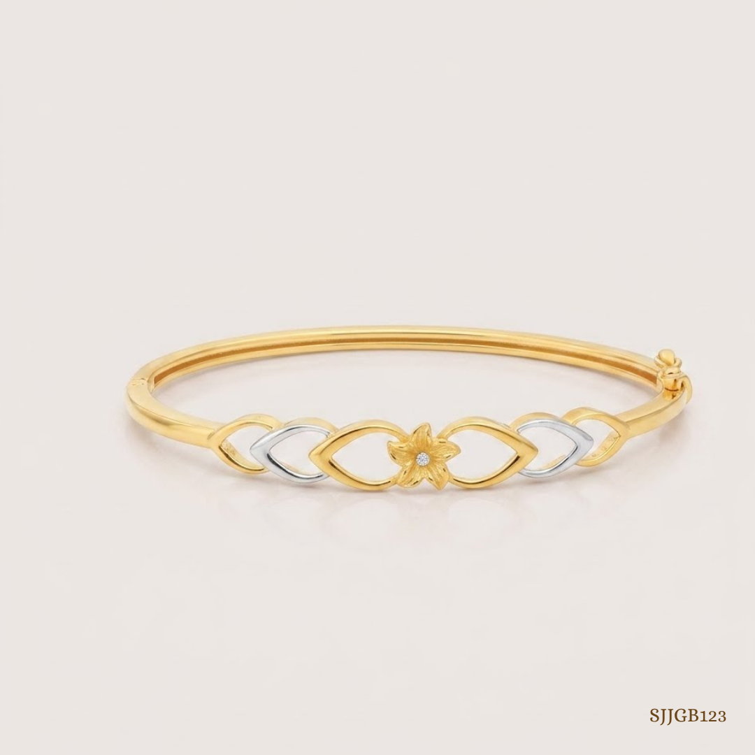 SJJGB123 | Regal Charm Statement Gold Bangle with Premium Artistic Design