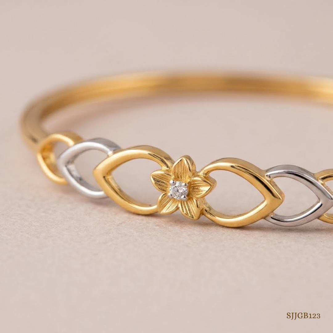 SJJGB123 | Regal Charm Statement Gold Bangle with Premium Artistic Design