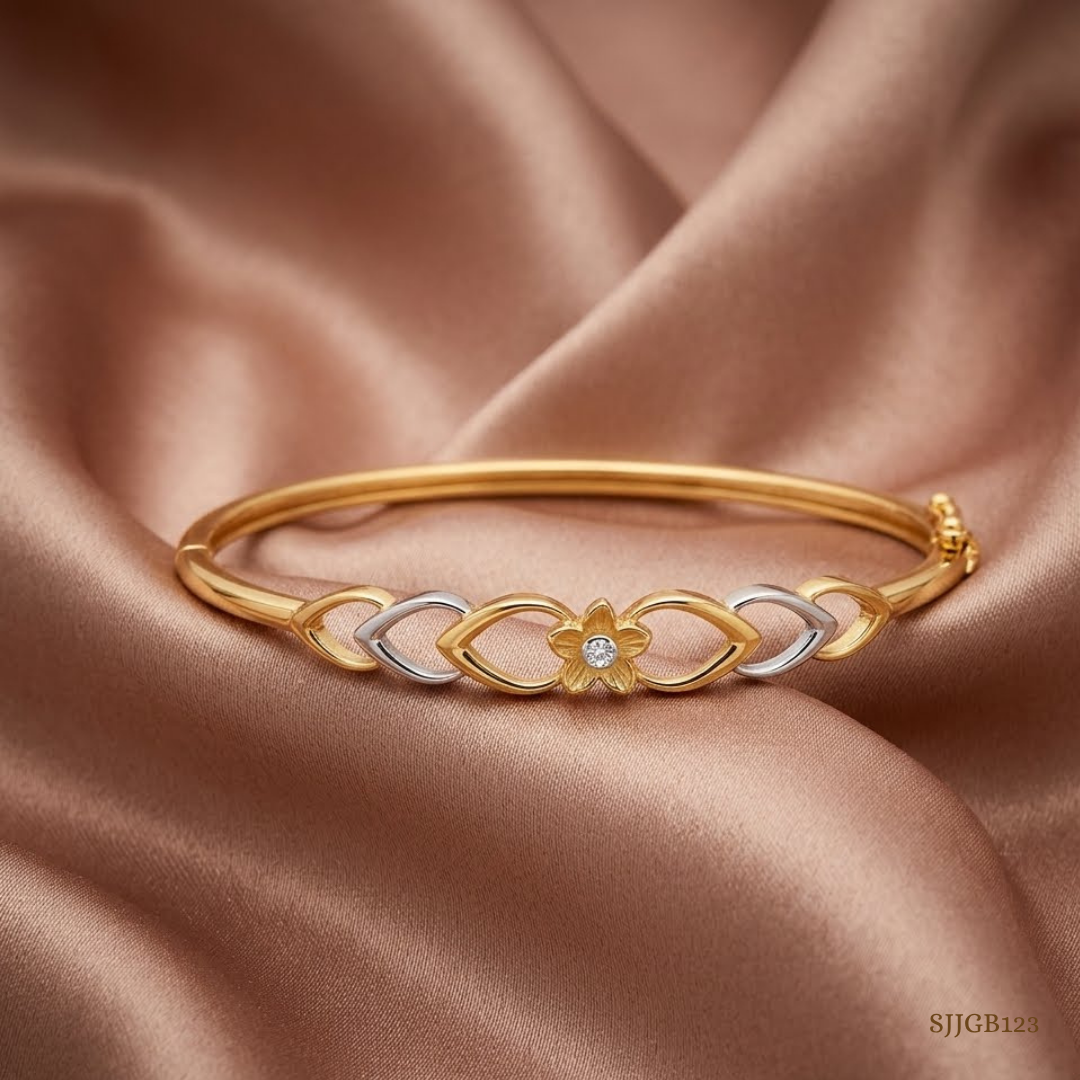SJJGB123 | Regal Charm Statement Gold Bangle with Premium Artistic Design