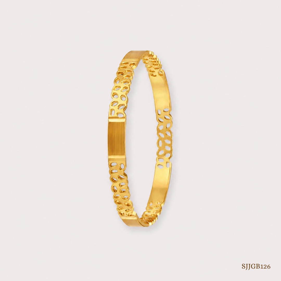 SJJGB126 | Gilded Blossoms Floral Designer Gold Bangle for Women