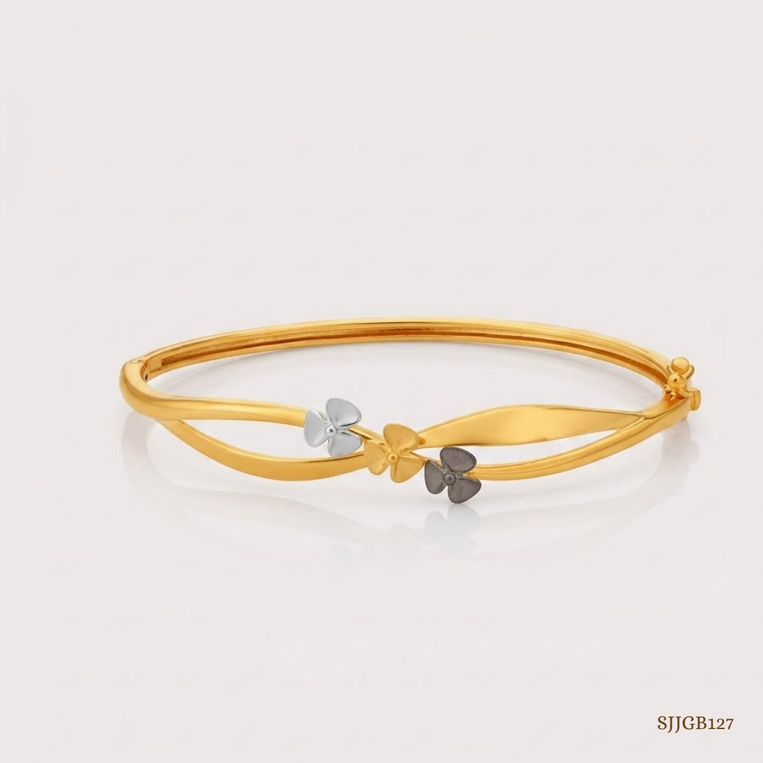SJJGB127 | Contemporary Designer Gold Bangle with Stylish Modern Appeal
