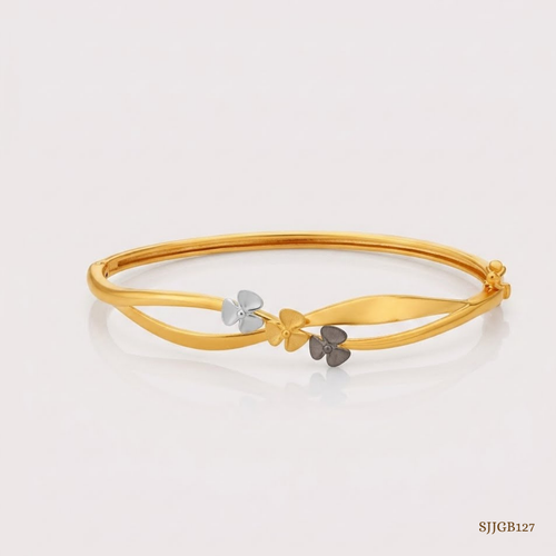 SJJGB127 | Contemporary Designer Gold Bangle with Stylish Modern Appeal