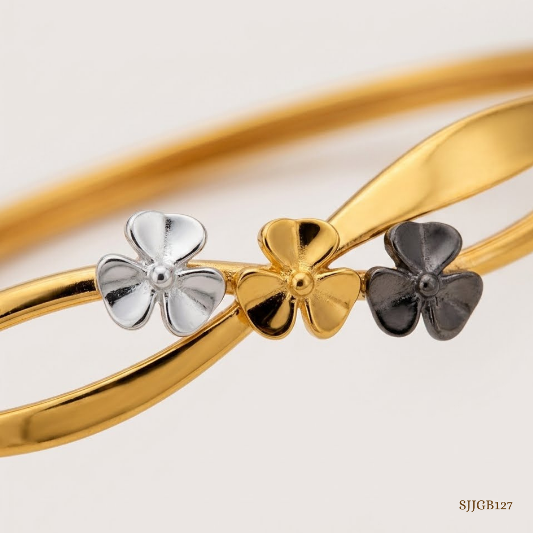 SJJGB127 | Contemporary Designer Gold Bangle with Stylish Modern Appeal