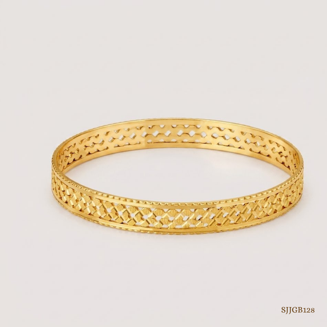 SJJGB128 | Intricately Ornate Gold Bangles with Heritage-Inspired Craftsmanship