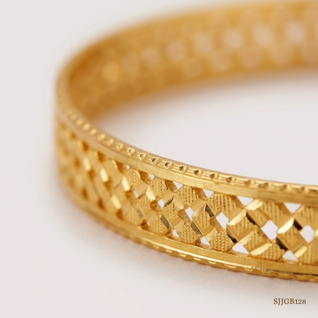 SJJGB128 | Intricately Ornate Gold Bangles with Heritage-Inspired Craftsmanship