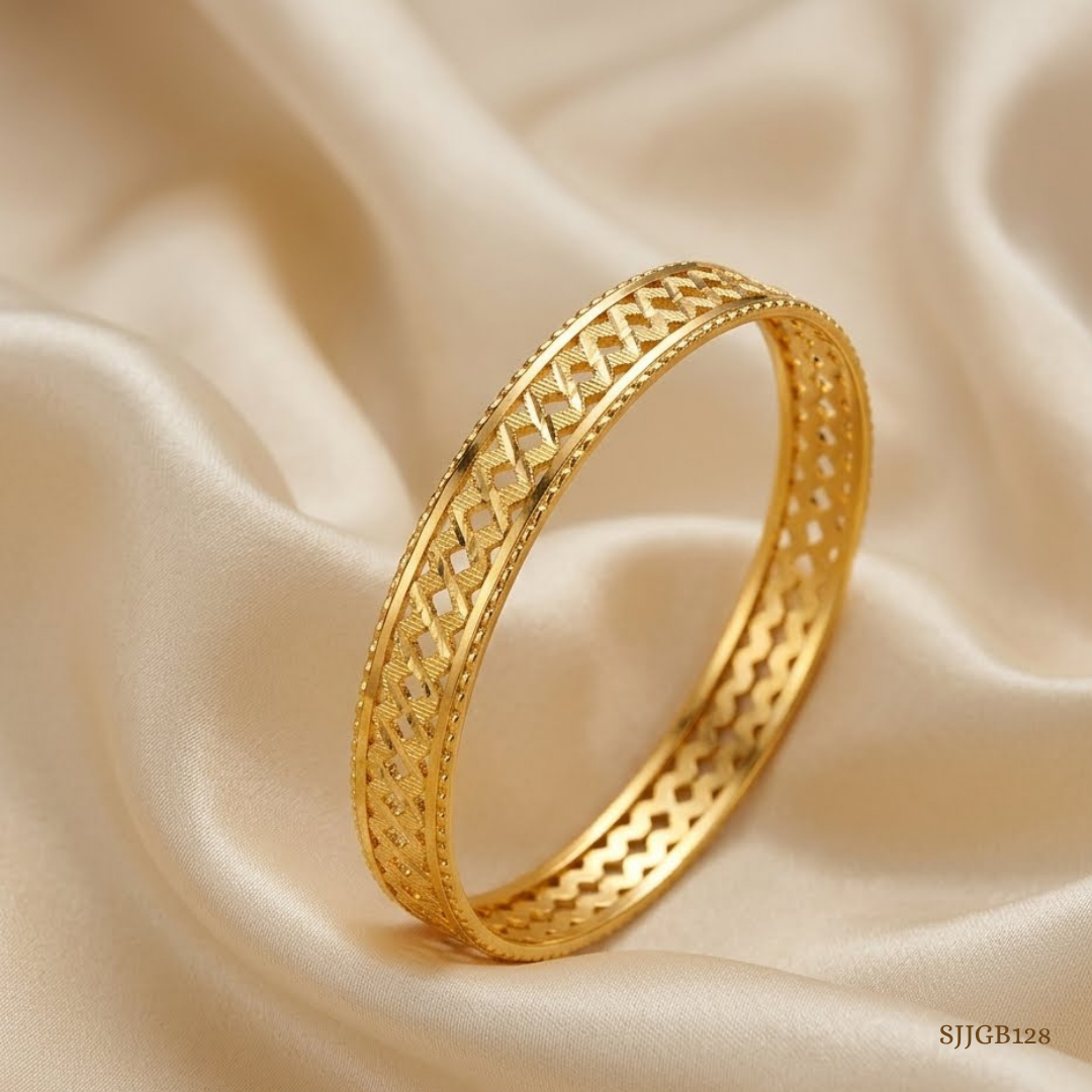 SJJGB128 | Intricately Ornate Gold Bangles with Heritage-Inspired Craftsmanship