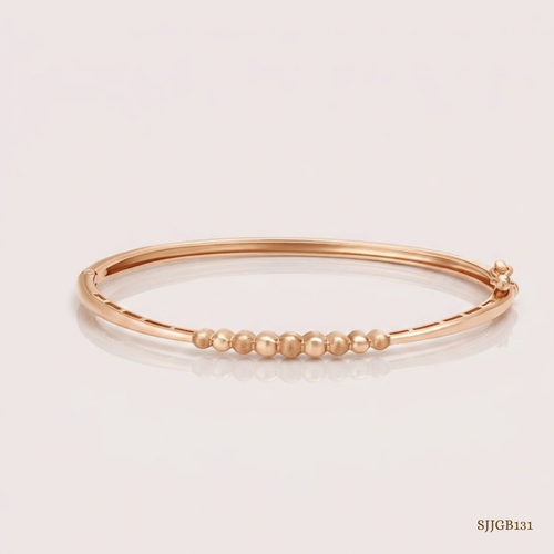 SJJGB131 | Textured Beaded Gold Bangle with Contemporary Luxury Styling