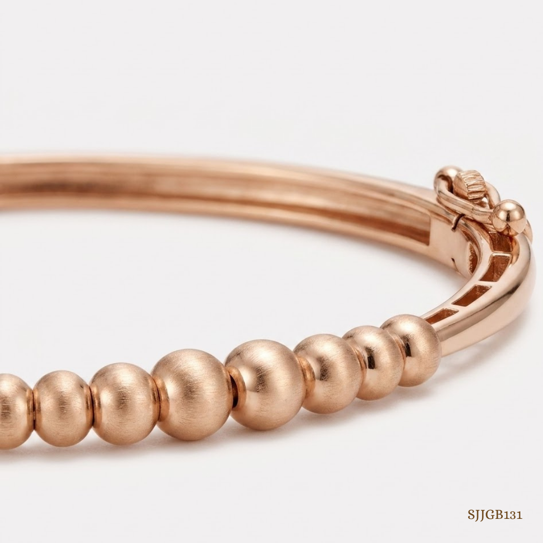 SJJGB131 | Textured Beaded Gold Bangle with Contemporary Luxury Styling