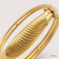 SJJGB135 | Sophisticated Yellow Gold Ribbed Bangle with Elegant Texture