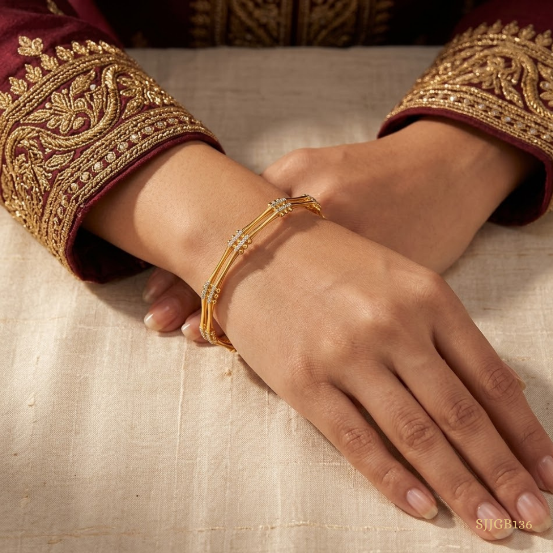 SJJGB136 | Stately Brilliant Gold Kangan with Royal Traditional Appeal