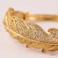 SJJGB137 | Matchless Yellow Gold Feather Bangle with Graceful Detailing
