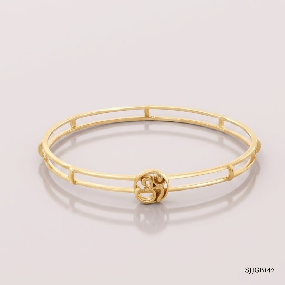 SJJGB142 | Om Aura Spiritual Gold Bangle with Divine Artistic Design