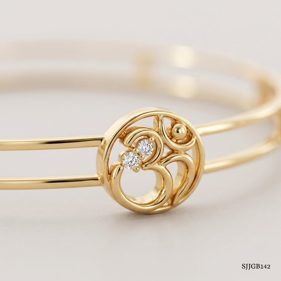 SJJGB142 | Om Aura Spiritual Gold Bangle with Divine Artistic Design