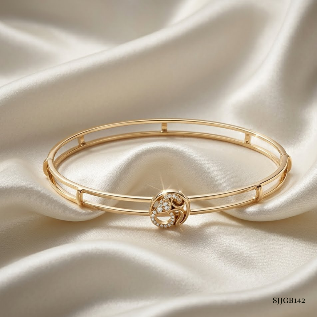 SJJGB142 | Om Aura Spiritual Gold Bangle with Divine Artistic Design