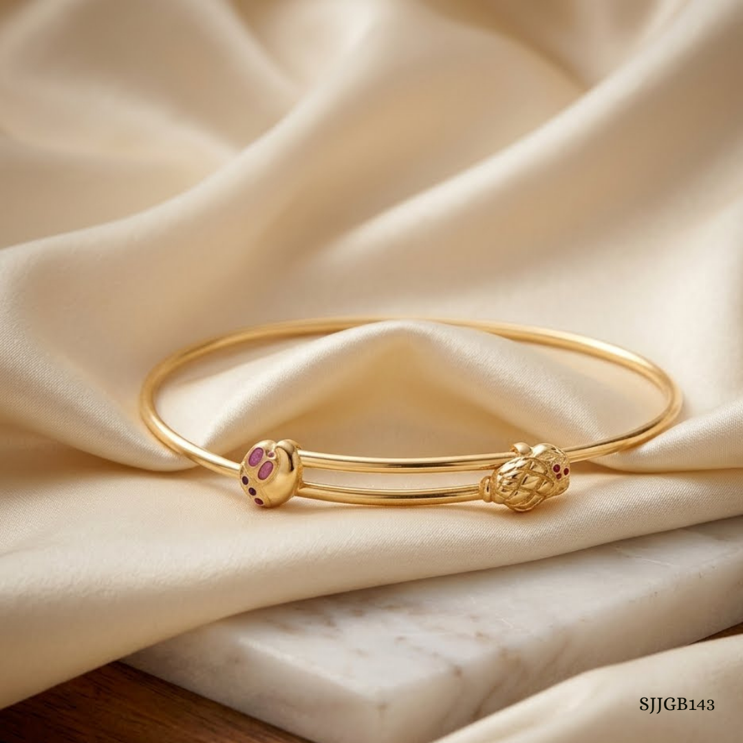 SJJGB143 | Pawfect Bear Cute Designer Gold Bangle for Trendy Styling