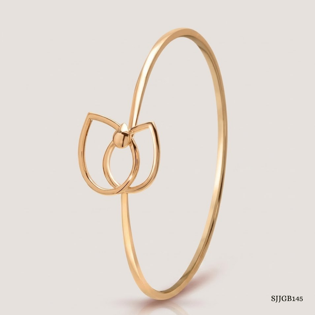 SJJGB145 | Interwoven Elegance Designer Gold Bangle with Artistic Finish