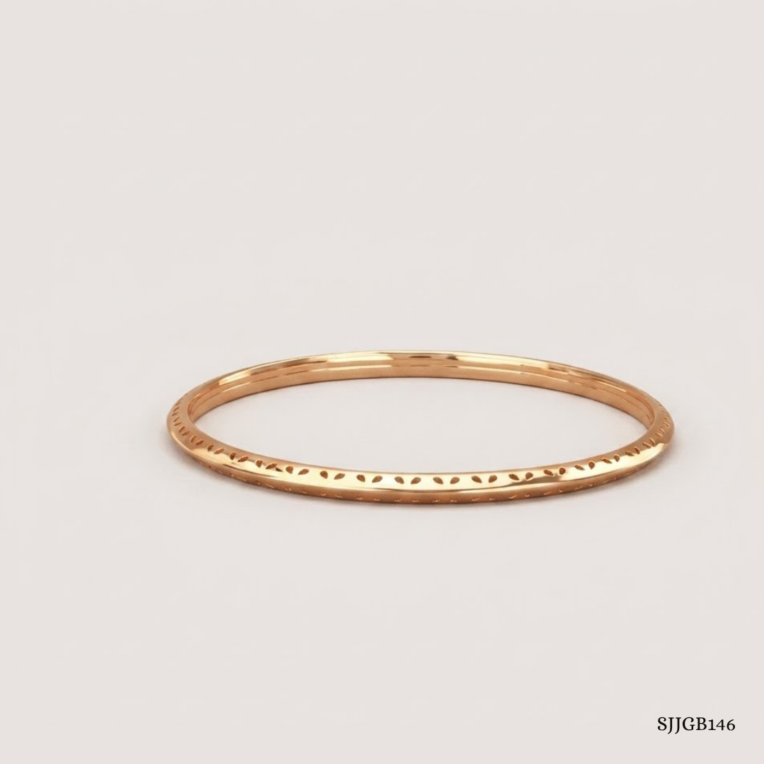 SJJGB146 | Playful Flick Stylish Gold Bangle with Contemporary Appeal