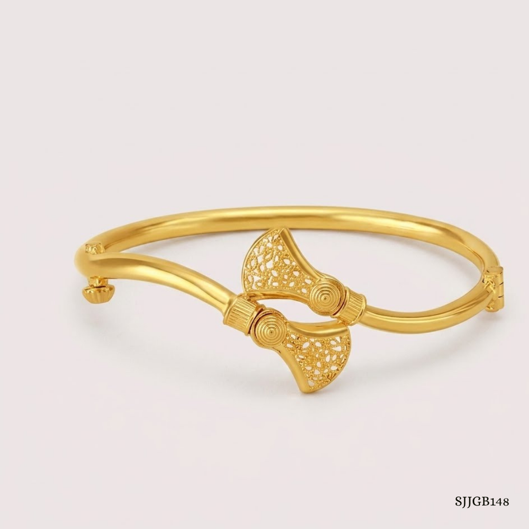 SJJGB148 | Splendid Filigree Work Gold Bangle with Heritage Craftsmanship