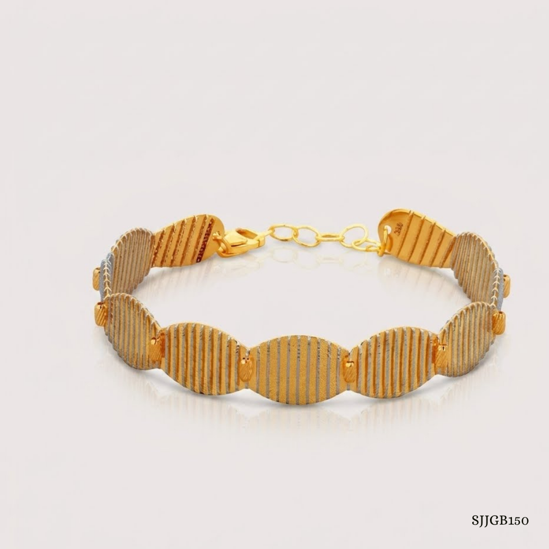SJJGB150 | Glam Wave Contemporary Gold Bangle with Stylish Curved Design