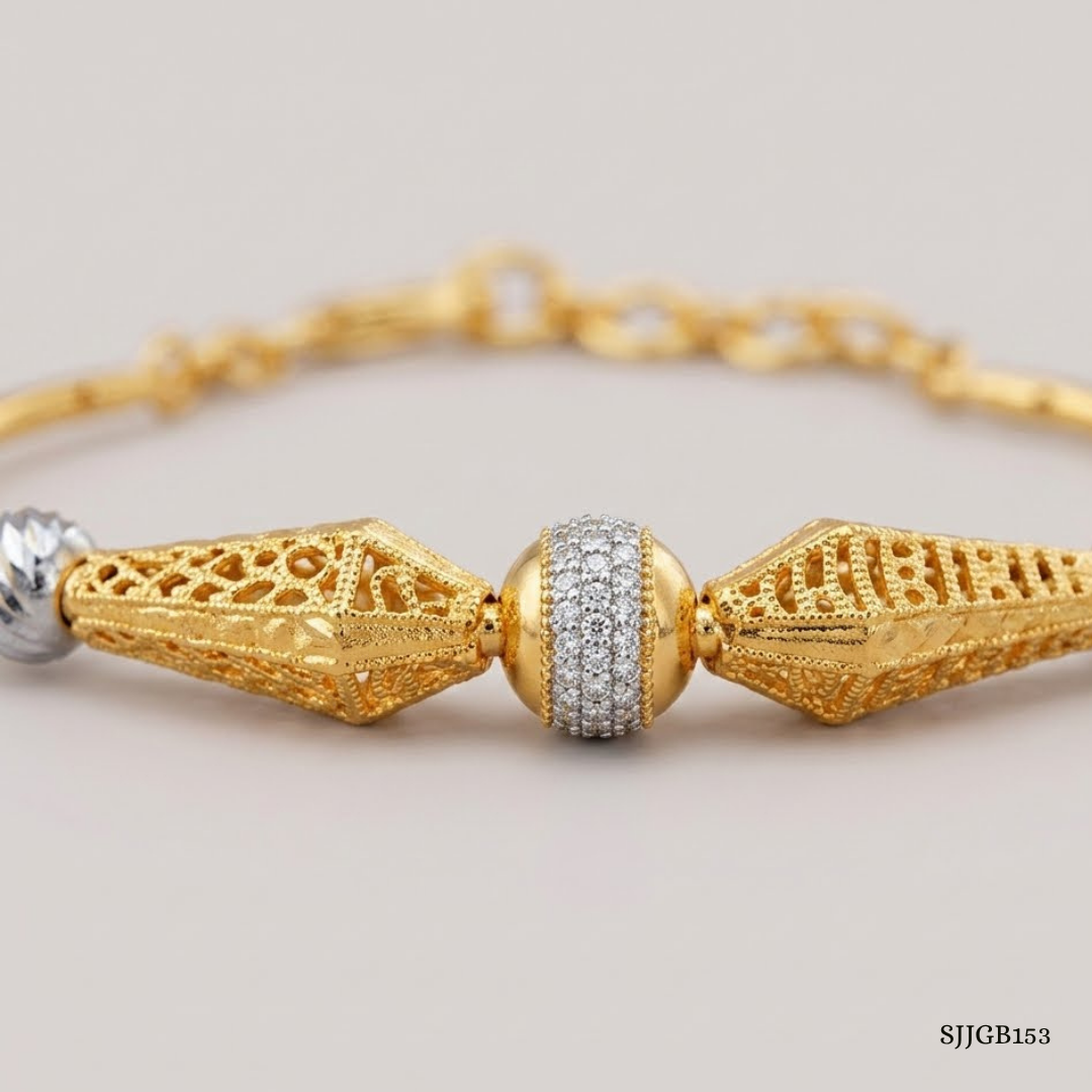 SJJGB153 | Playful Elegance Stylish Gold Bangle for Modern Fashion