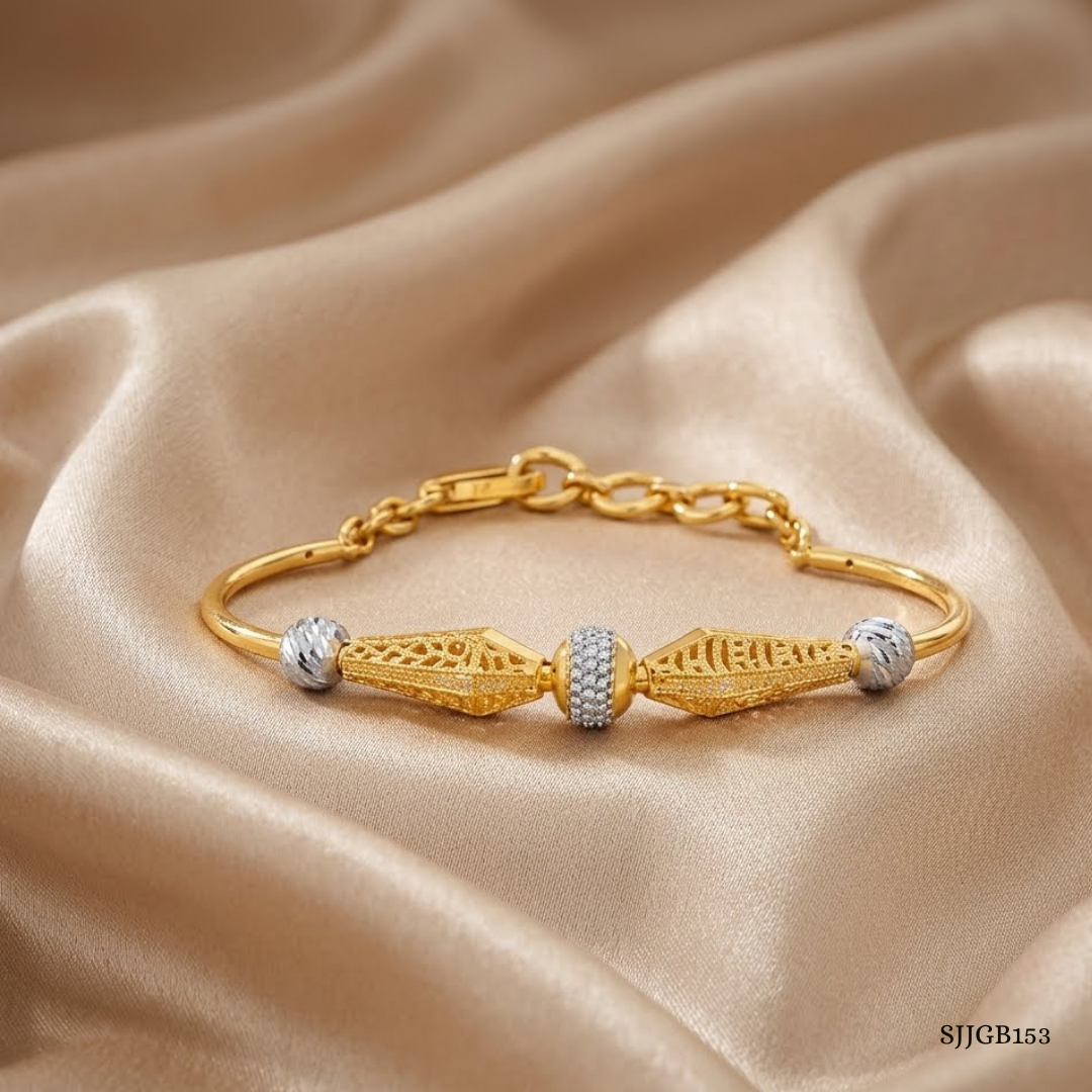 SJJGB153 | Playful Elegance Stylish Gold Bangle for Modern Fashion