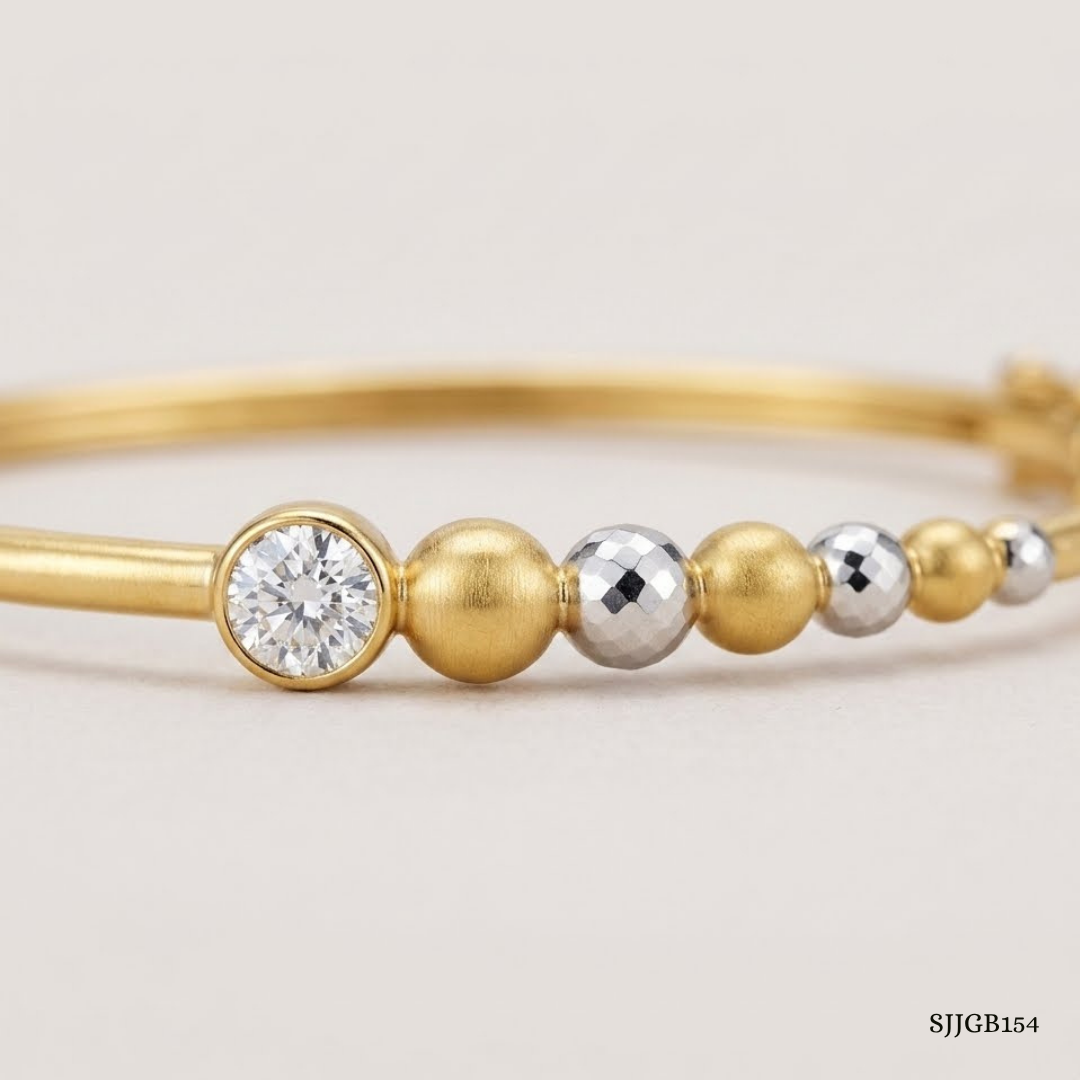 SJJGB154 | Sophisticated Dual-Toned Gold Bangle with Premium Finish