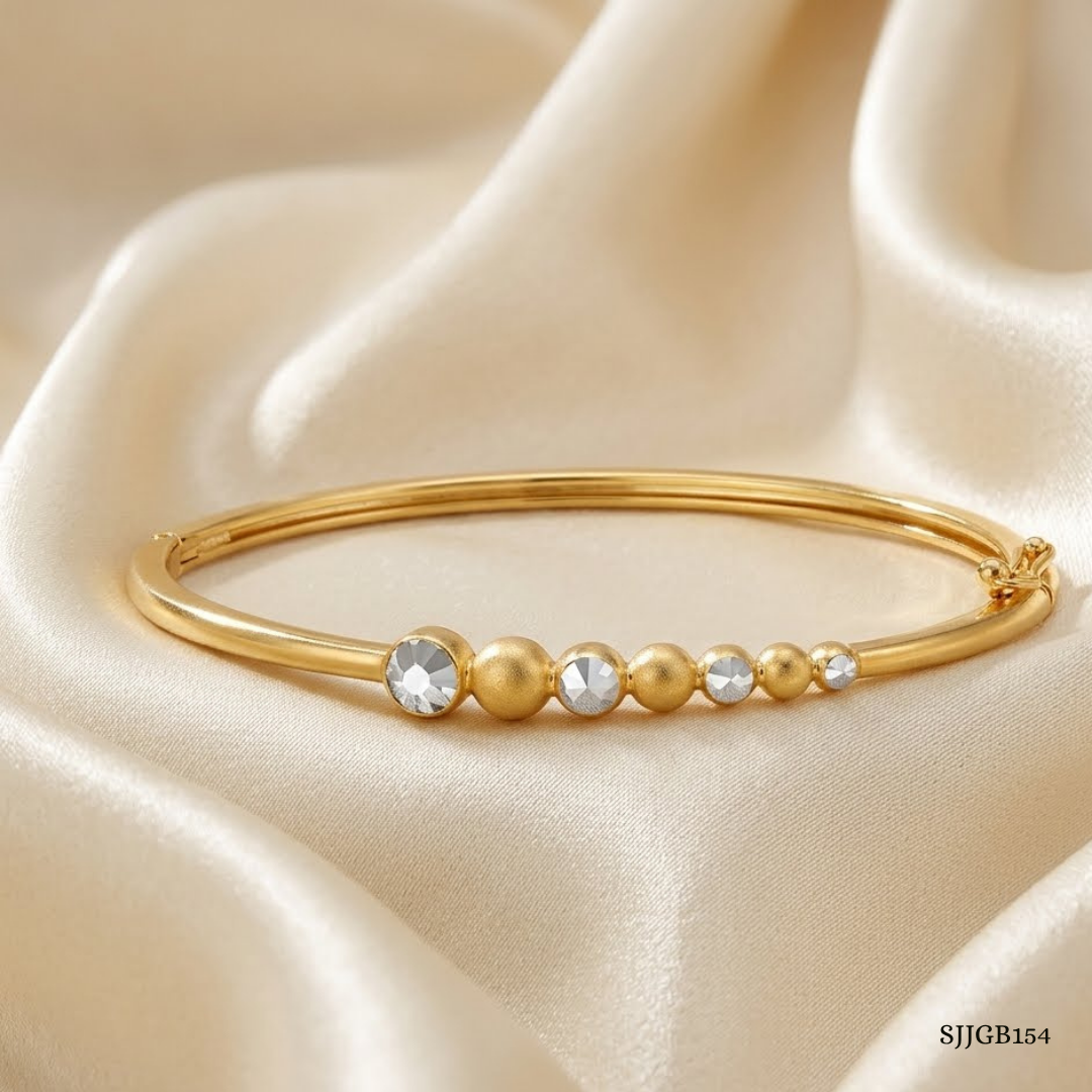 SJJGB154 | Sophisticated Dual-Toned Gold Bangle with Premium Finish