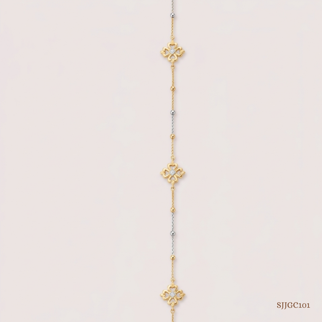 SJJGC101 | BloomTrail Dual Tone Floral Gold Chain