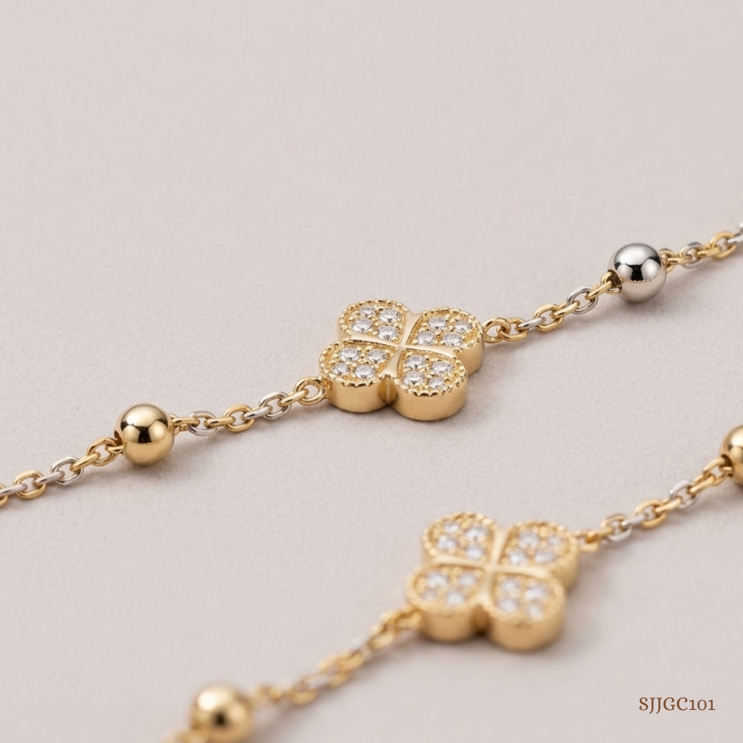 SJJGC101 | BloomTrail Dual Tone Floral Gold Chain