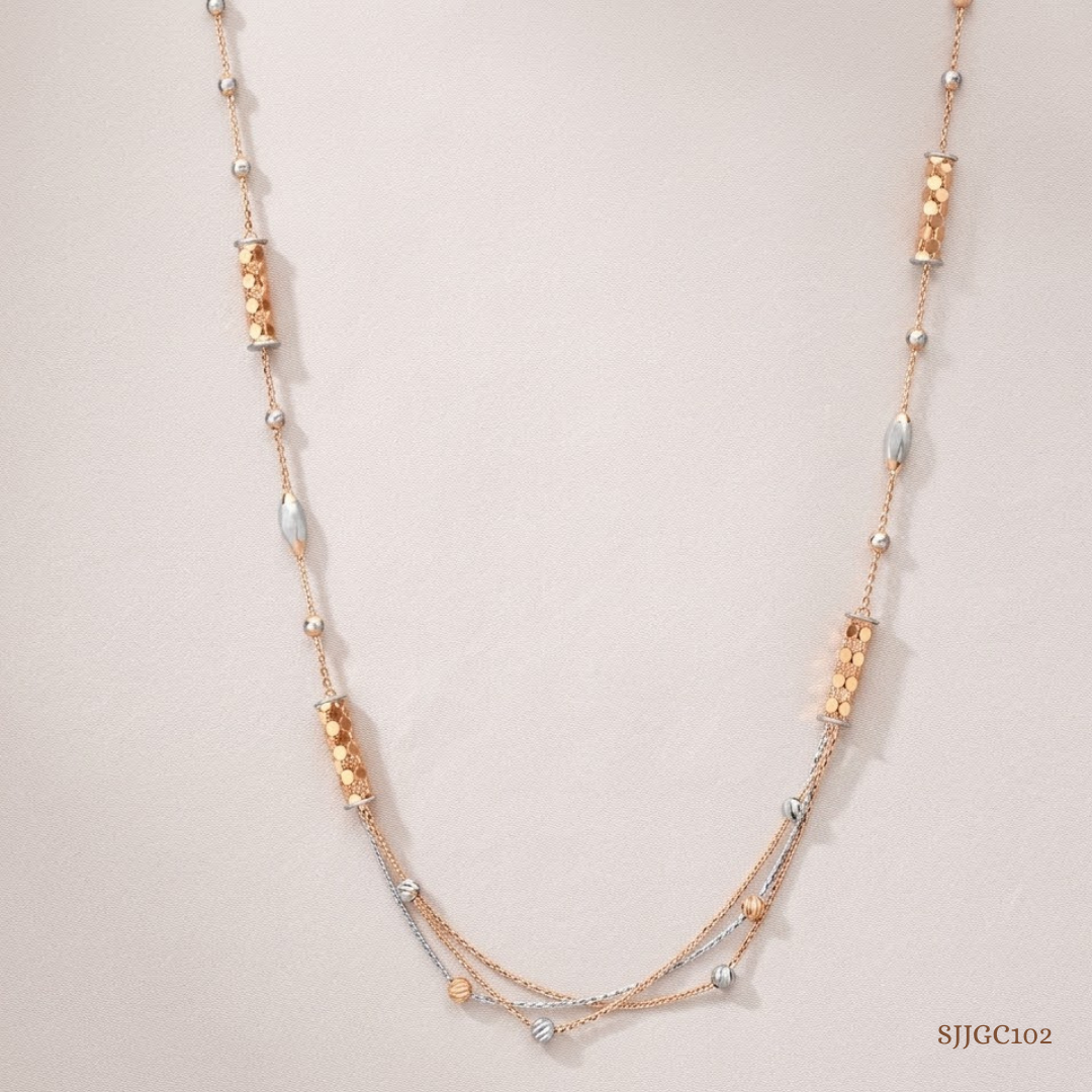 SJJGC102 | Luxe Barrel Multi Layer Dual Tone Gold Chain